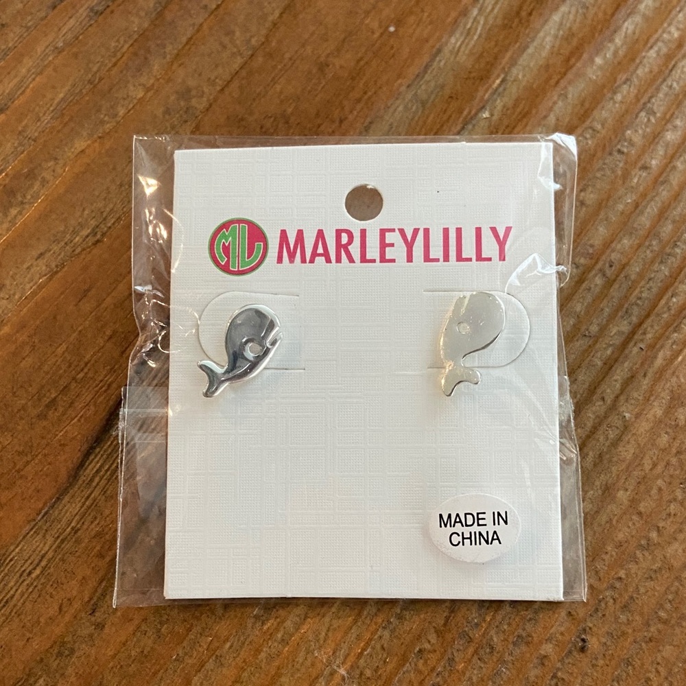 Brand new Marley Lilly whale earrings silver